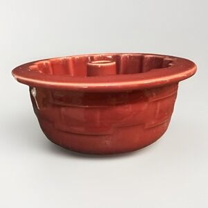 Longaberger Single Mini Bundt Cake Pan Woven‎ Traditions Pottery Red Paprika 6"